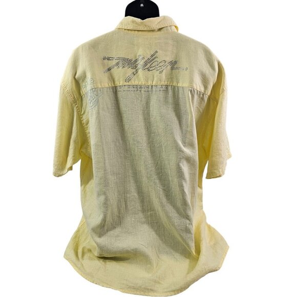 Miskeen Originals Men’s Jeweled & Embroidered Linen Short Sleeve Shirt - Size 2X - Picture 13 of 16